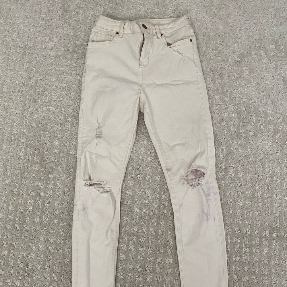 Topshop high waist distressed ripped skinny jeans